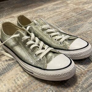 Converse Glittery Silver Athletic Shoes